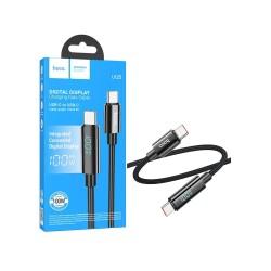 Cabo de Carregamento Hoco U125 com Display 100W Tipo-C para Tipo-C Preto